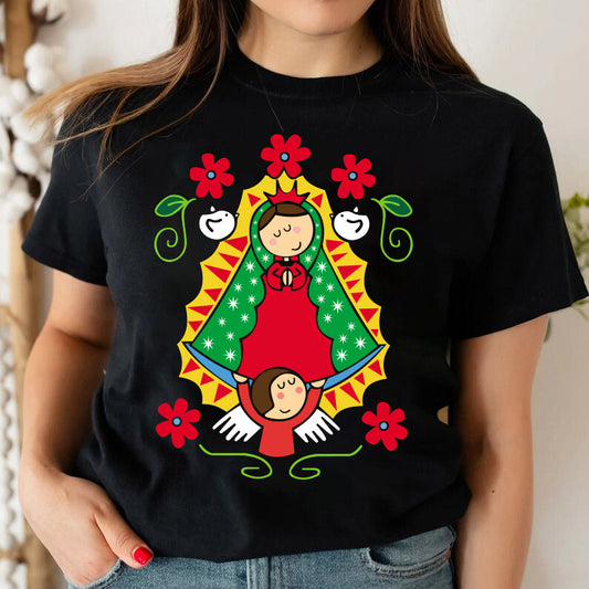 Virgencita T-Shirt, Red Roses